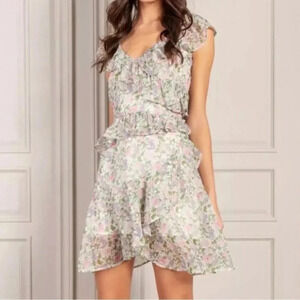 Senlis x Revolve Aria Ruffle Mini Dress Floral Fruit Size XS